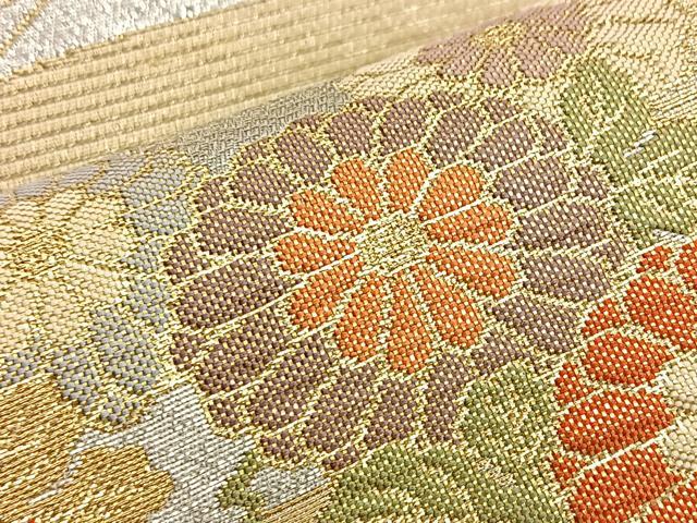 平和屋着物◎引箔九百佐賀錦 六通柄袋帯 花選四季寿 金糸 正絹 逸品 BAAM1524ea