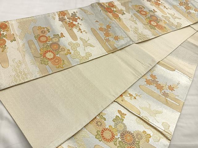 平和屋着物◎引箔九百佐賀錦 六通柄袋帯 花選四季寿 金糸 正絹 逸品 BAAM1524ea