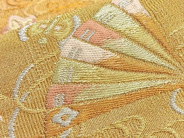 平和屋着物◎六通柄袋帯 道長吉祥文 金銀糸 正絹 逸品 BAAM1531ea