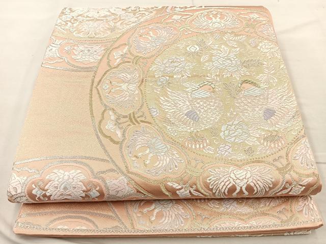 平和屋着物◎西陣 六通柄袋帯 唐織 絵皿文様 金銀糸 正絹 逸品 BAAM2177if