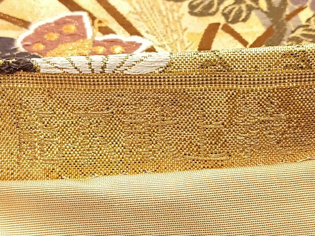 平和屋着物●佐賀錦 六通柄袋帯 唐織 能衣献上紋 金糸 正絹 逸品 BAAM2527ea