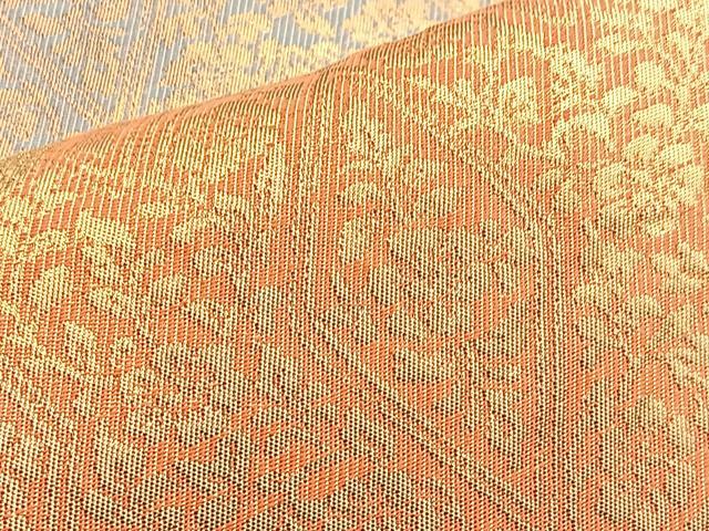 平和屋着物◎六通柄 本袋帯 道長草花文 金糸 正絹 逸品 BAAM2557ea