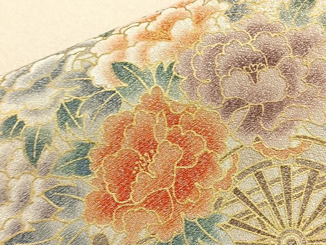 平和屋着物◎太鼓柄袋帯 格天井花車文 金糸 正絹 逸品 BAAM2594ea