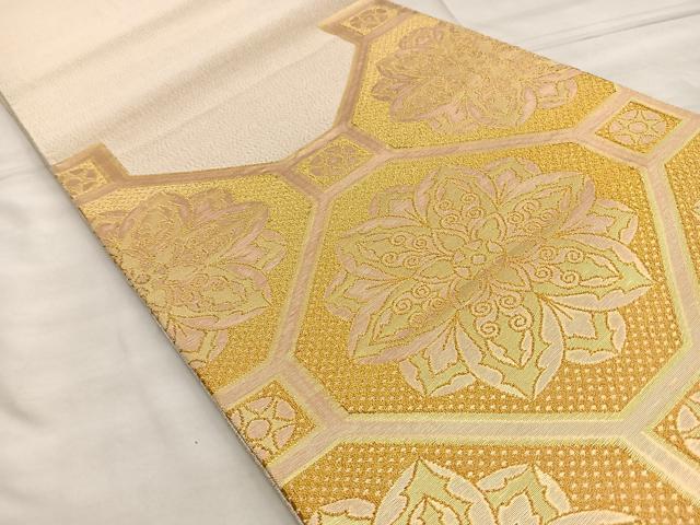 平和屋着物◎太鼓柄袋帯 蜀江正倉院文 金糸 正絹 逸品 BAAM2595ea