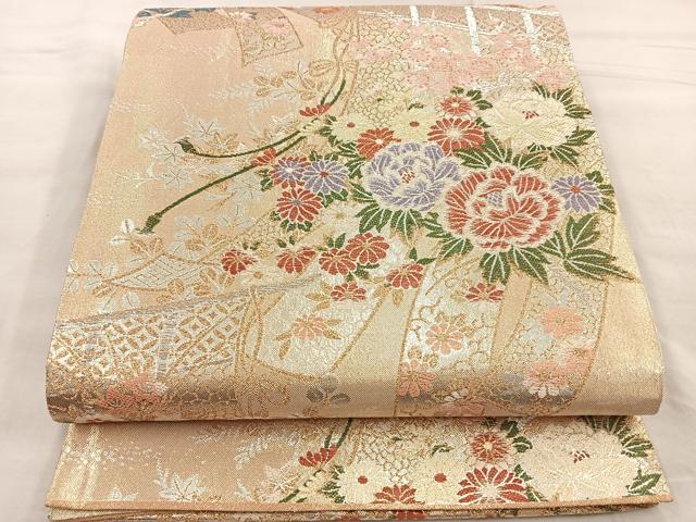 平和屋着物●佐賀錦 六通柄袋帯 几帳花文 金銀糸 正絹 逸品 BAAM2648ea