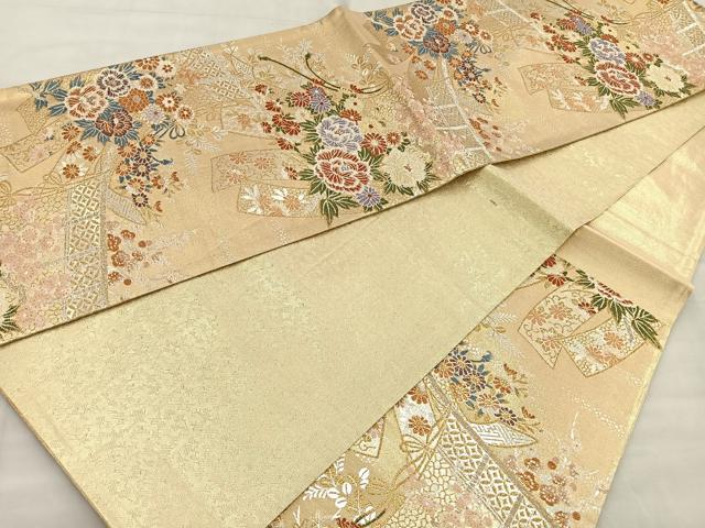 平和屋着物●佐賀錦 六通柄袋帯 几帳花文 金銀糸 正絹 逸品 BAAM2648ea