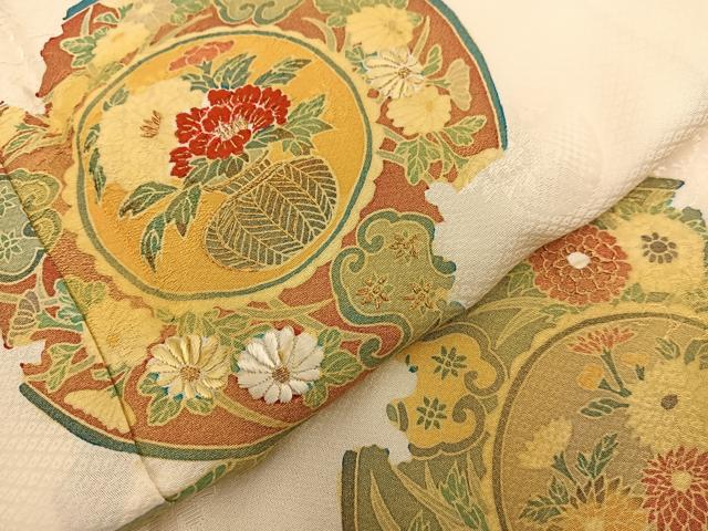 平和屋着物■訪問着 刺繍 花絵皿 金彩 正絹 逸品 BAAM2959ph