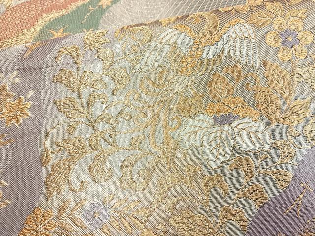 平和屋着物◎六通柄袋帯 道長花鳥文 金銀糸 正絹 逸品 BAAM3302cm