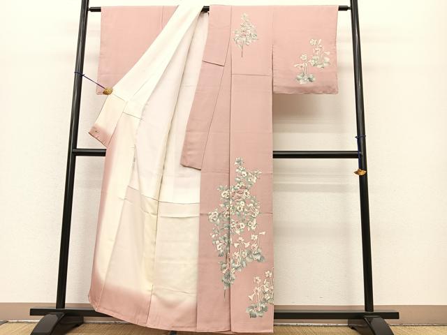 平和屋着物■訪問着 草花文 暈し染め 金彩 鬼しぼ縮緬 三越扱い 正絹 逸品 BAAM5006sa