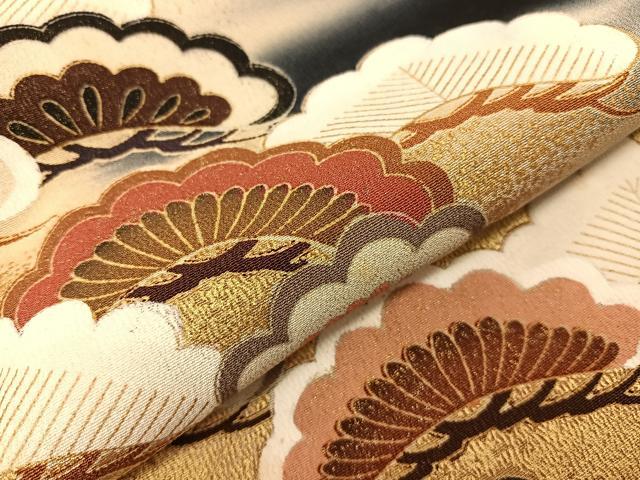 平和屋着物■豪華黒留袖 霞松尽くし 暈し染め 金彩 正絹 逸品 BAAM5134sa