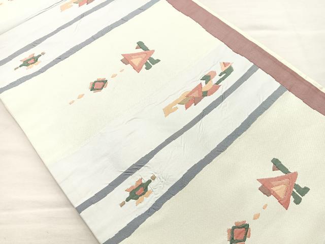 平和屋着物◎六通柄袋帯 作家物 横段飛鳥文 正絹 逸品 BAAM5616if