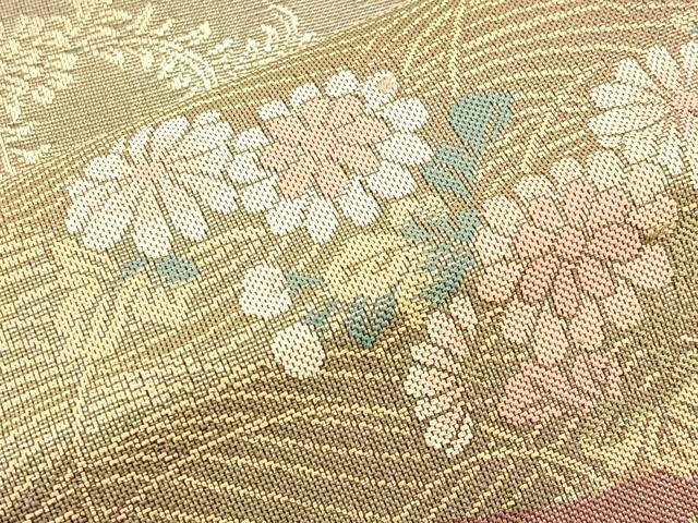 平和屋着物◎六通柄袋帯 立波花文 金糸 正絹 逸品 BAAM5624if