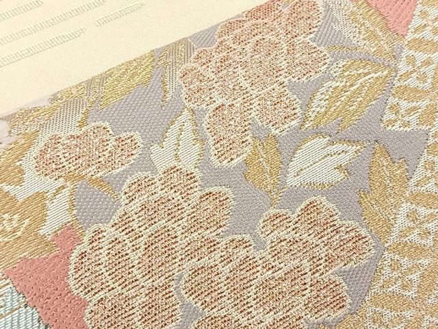 平和屋着物◎六通柄袋帯 唐織 蒔絵色紙散らし 銀糸 正絹 逸品 BAAM5632if