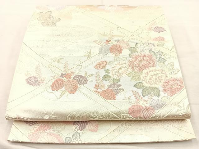 平和屋着物◎六通柄袋帯 唐織 瑞花天井絵 金糸 正絹 逸品 BAAM5649if