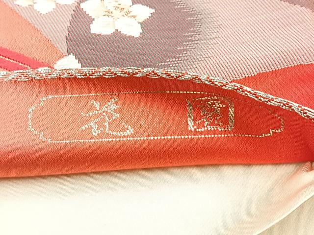 平和屋着物◎六通柄袋帯 唐織 花園 金糸 正絹 逸品 BAAM6568cm