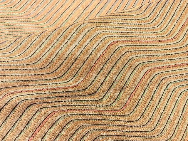 平和屋着物◎全通柄袋帯 流線文 金糸 正絹 逸品 BAAM6570cm