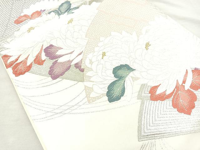 平和屋着物◎六通柄袋帯 唐織 菊 金銀糸 正絹 逸品 BAAM6626cm