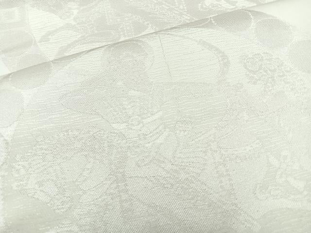平和屋着物◎六通柄 本袋帯 狩猟文 銀糸 正絹 逸品 BAAM6638cm