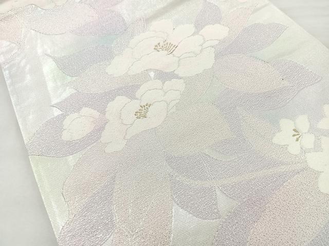 平和屋着物◎六通柄袋帯 草花文 金銀糸 正絹 逸品 BAAM6654cm