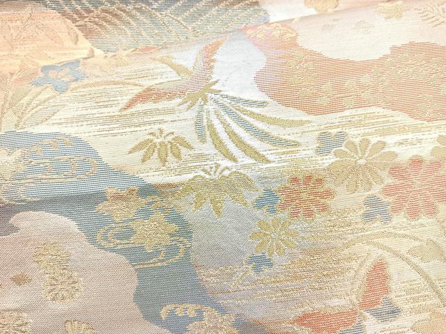 平和屋着物◎六通柄袋帯 道長舞蝶花鳥文 金銀糸 正絹 逸品 BAAM6662cm