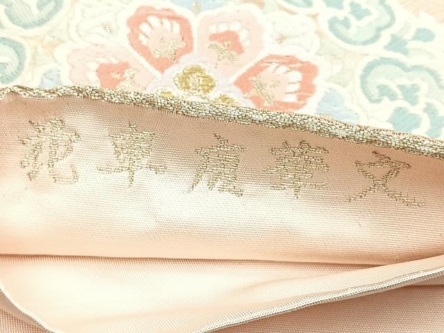 平和屋着物◎六通柄袋帯 唐織 花車唐華文 金糸 正絹 逸品 BAAM6698cm