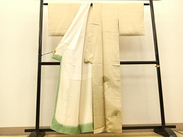 平和屋着物■色留訪問着 刺繍 流水舞葉文 金糸 正絹 逸品 BAAM7017by
