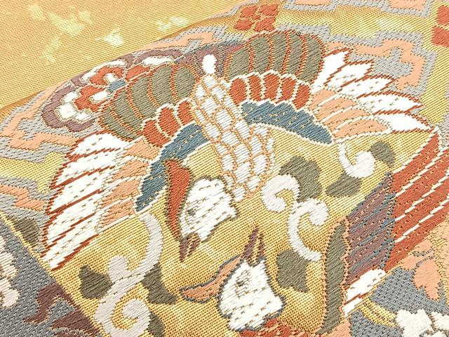 平和屋着物■六通柄袋帯 唐織 双鳥古代箔文 金糸 正絹 逸品 BAAM7933if