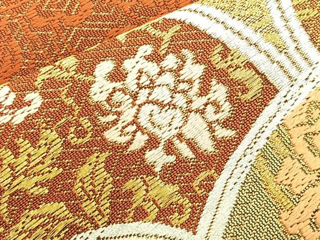 平和屋着物■六通柄袋帯 唐織 花青海波 金糸 正絹 逸品 BAAM7948if