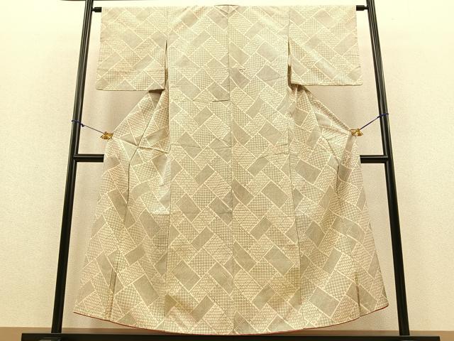 平和屋着物■上質な紬 檜垣文様 正絹 逸品 BAAM9953ow