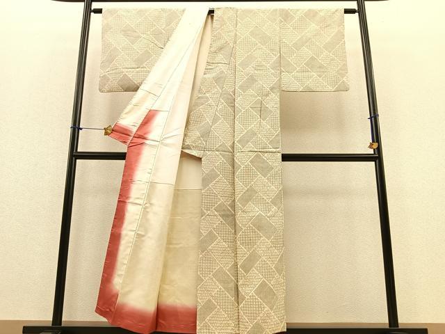 平和屋着物■上質な紬 檜垣文様 正絹 逸品 BAAM9953ow