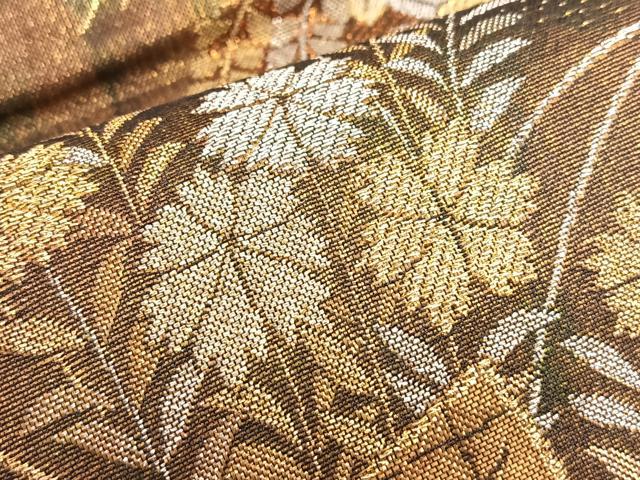 平和屋着物■六通柄袋帯 色紙重ね草花文 金糸 引箔 正絹 逸品 BAAN0320du