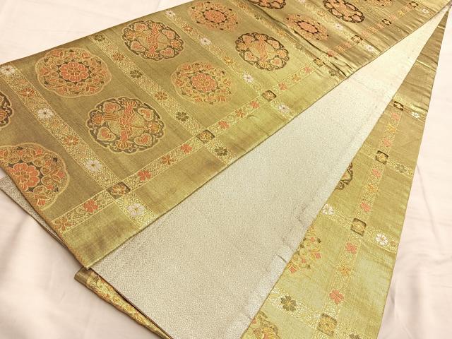 平和屋着物■佐賀錦 六通柄袋帯 鳳凰正倉院文 金糸 正絹 逸品 BAAN1042du