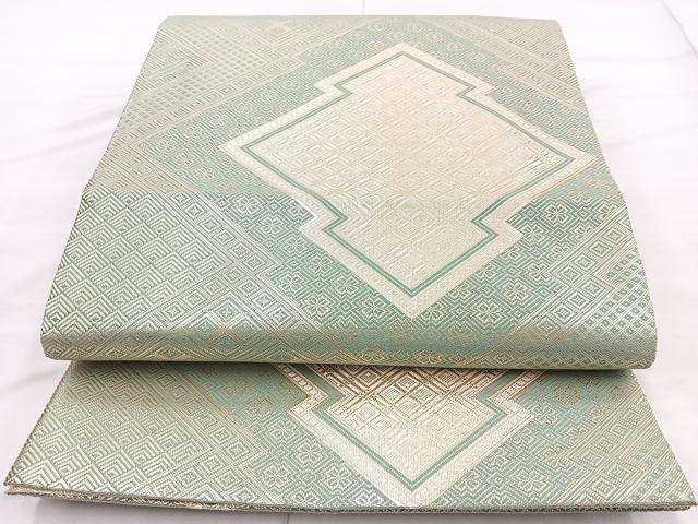 平和屋着物◎佐賀錦 全通柄袋帯 松皮菱 金糸 正絹 逸品 BAAN2108cm
