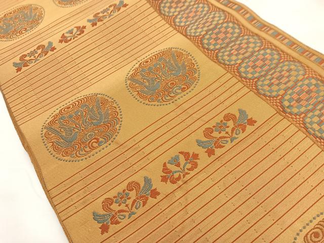 平和屋着物◎六通柄京袋帯 横段吉祥文 正絹 逸品 BAAN2138cm