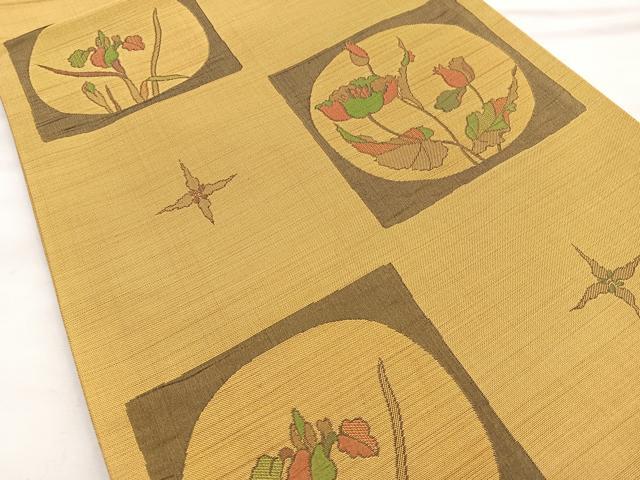 平和屋着物◎西陣 六通柄袋帯 色紙花文 正絹 逸品 BAAN5118cm