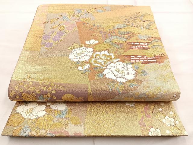 平和屋着物◎六通柄袋帯 琳派京洛 金糸 正絹 逸品 BAAN5250cm