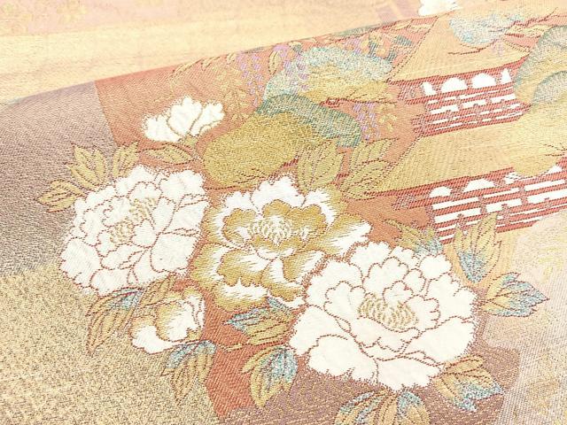 平和屋着物◎六通柄袋帯 琳派京洛 金糸 正絹 逸品 BAAN5250cm