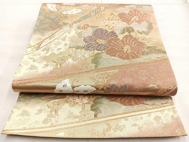平和屋着物◎六通柄袋帯 唐織 夢佳人 金糸 正絹 逸品 BAAN5280cm