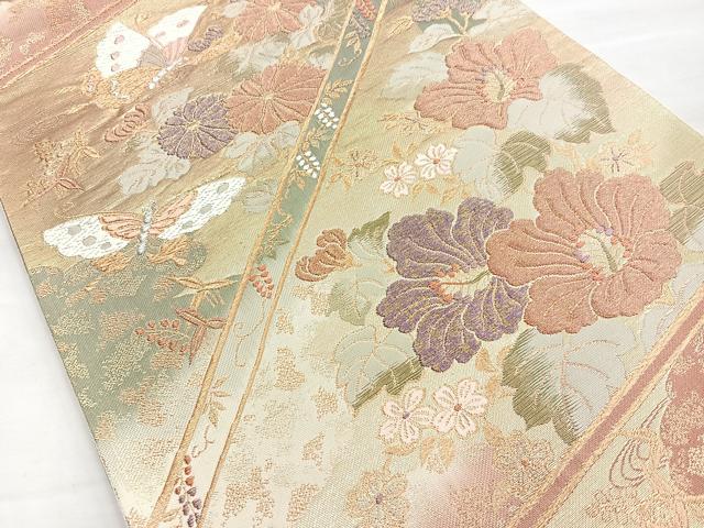 平和屋着物◎六通柄袋帯 唐織 夢佳人 金糸 正絹 逸品 BAAN5280cm