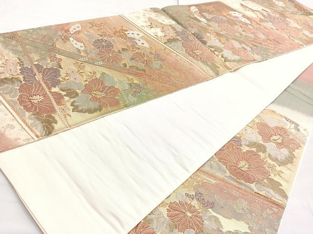 平和屋着物◎六通柄袋帯 唐織 夢佳人 金糸 正絹 逸品 BAAN5280cm