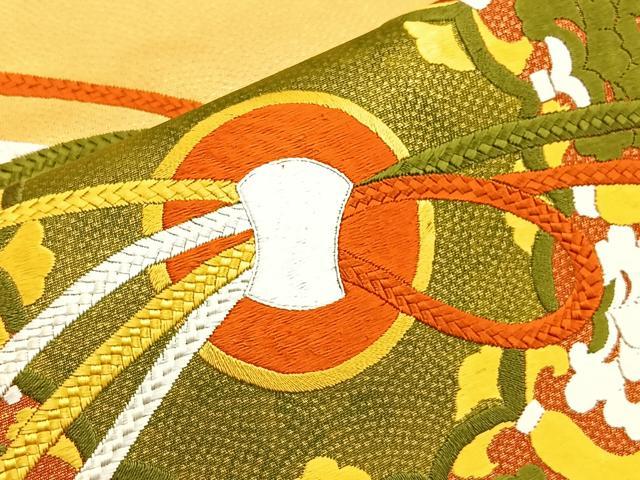 平和屋着物■太鼓柄袋帯 総刺繍 鏡裏文 正絹 逸品 BAAN6180ea
