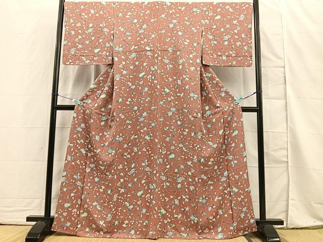 平和屋着物■上質な小紋 椿花文 正絹 逸品 BAAN7991sa