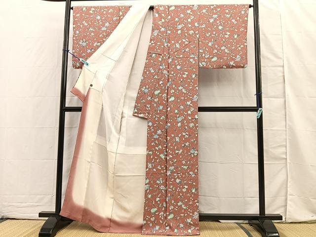 平和屋着物■上質な小紋 椿花文 正絹 逸品 BAAN7991sa