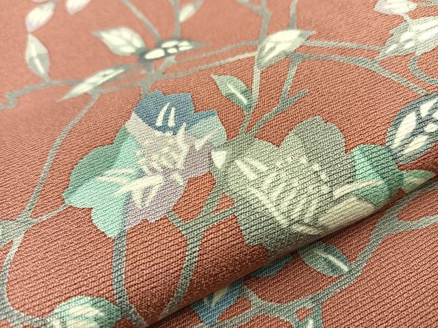 平和屋着物■上質な小紋 椿花文 正絹 逸品 BAAN7991sa
