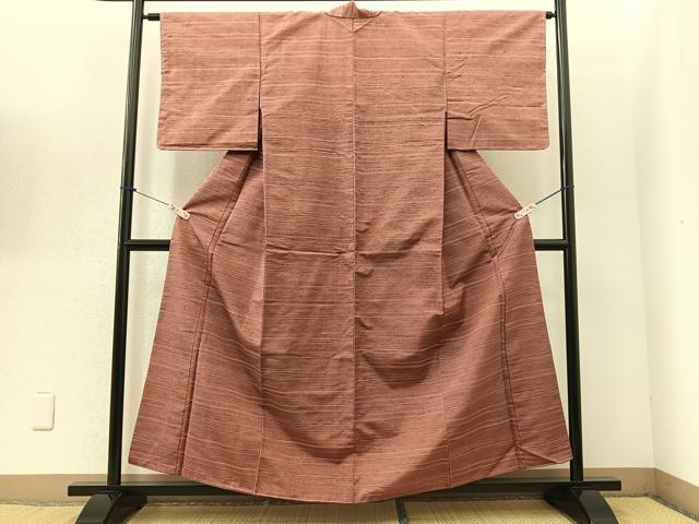 平和屋着物■上質な紬 横段文 正絹 逸品 BAAN8857wb