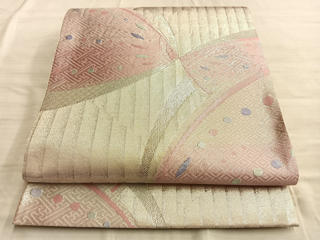 平和屋着物◎佐賀錦 六通柄袋帯 舞蝶文 銀糸 正絹 逸品 BAAN8993du