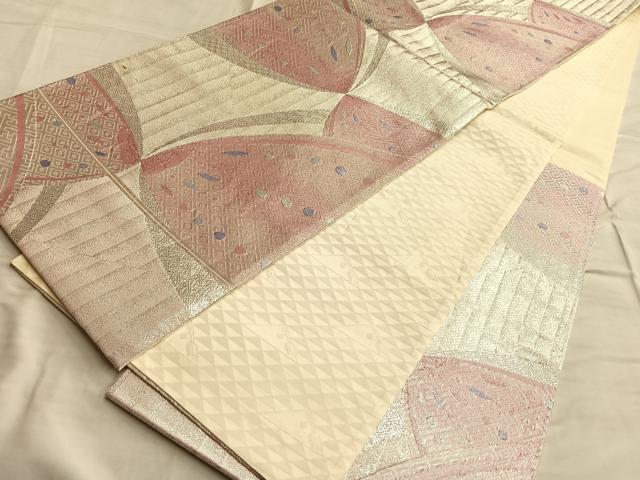 平和屋着物◎佐賀錦 六通柄袋帯 舞蝶文 銀糸 正絹 逸品 BAAN8993du