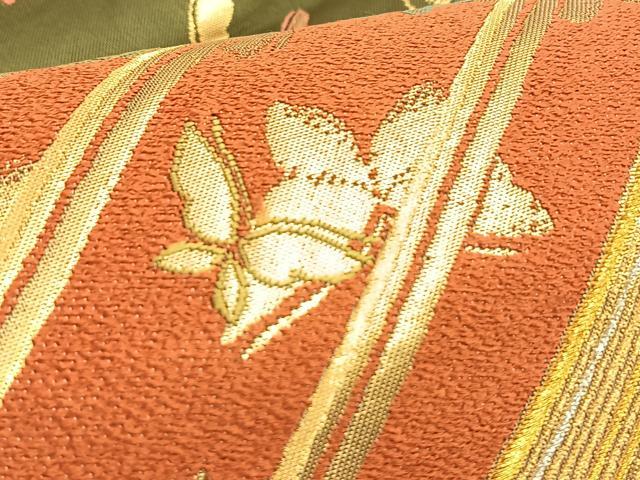平和屋着物◎六通柄袋帯 唐織 舞蝶文 金銀糸 正絹 逸品 BAAO0477du