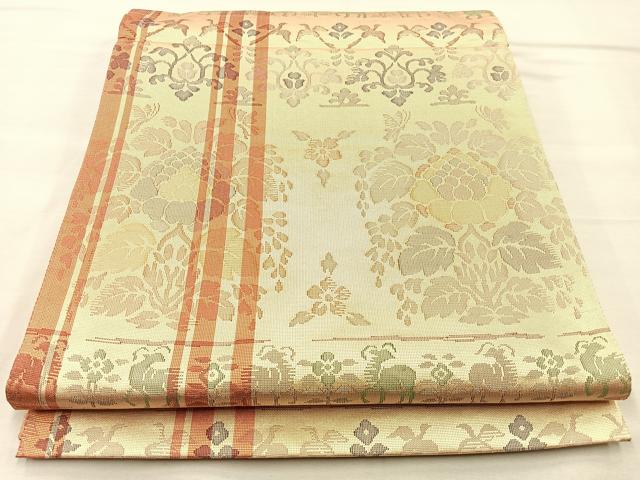 螺鈿細工 細密織 袋帯 鳳凰 鳥 正絹 六通 螺鈿細工 細密織 袋帯 鳳凰 鳥 正絹 六通