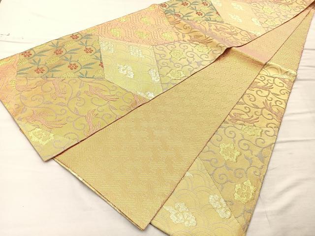 平和屋着物◎佐賀錦 六通柄袋帯 名物裂 金糸 正絹 逸品 BAAO1754if